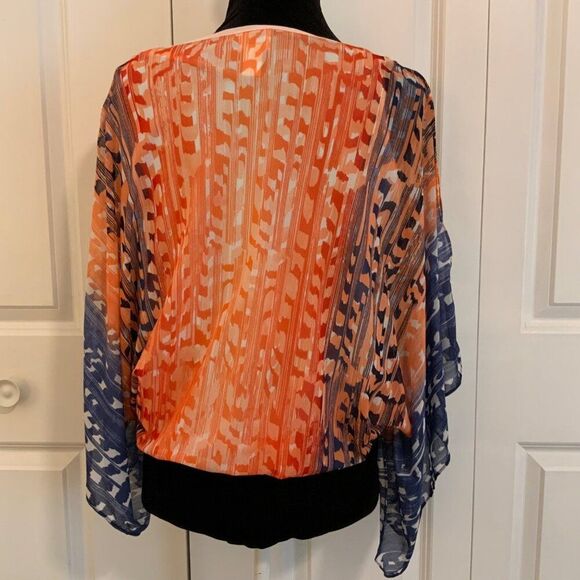 Chico’s Summery Shapes Mesh Split Sleeve Poncho Top Medium - Picture 7 of 13